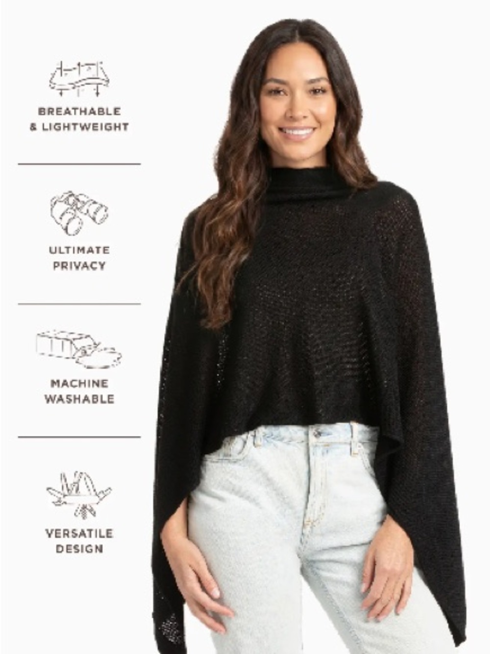 We are Amma Cocoon Poncho in Black